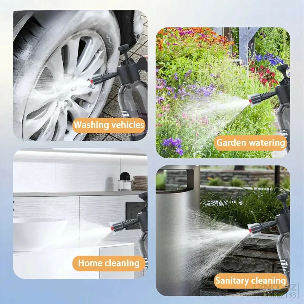 Hand Pump Foam Sprayer Bottle, 2L, Air Pressure, for Car Wash & Cleaning