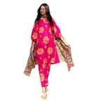 Arabic Lawn Suit, Gulab Print, Lace & Elastic Details, for Women