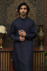 NAVY BLUE MEN'S WASH & WEAR SHALWAR KAMEEZ WITH COLLAR