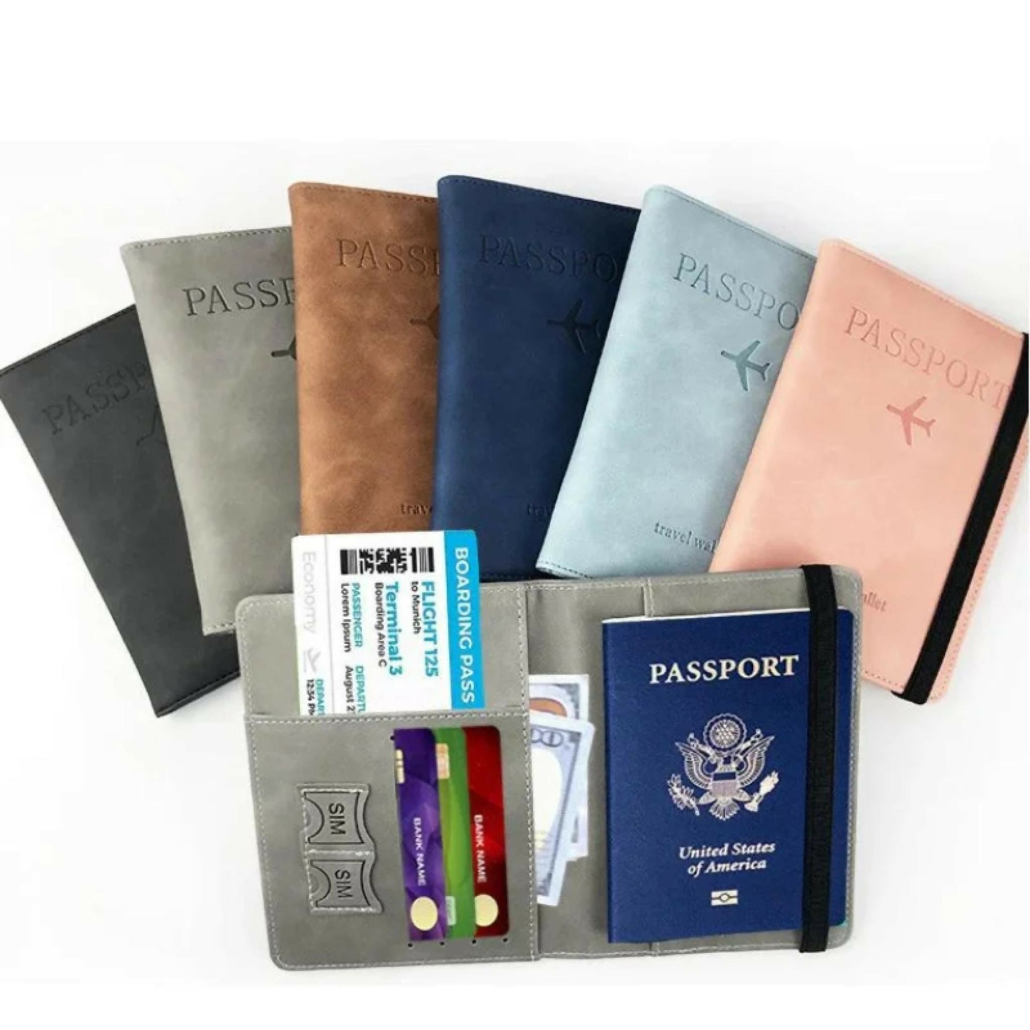 RFID Blocking Passport Wallet | PU Leather Travel Document Holder with Card & Cash Pockets | Random Color