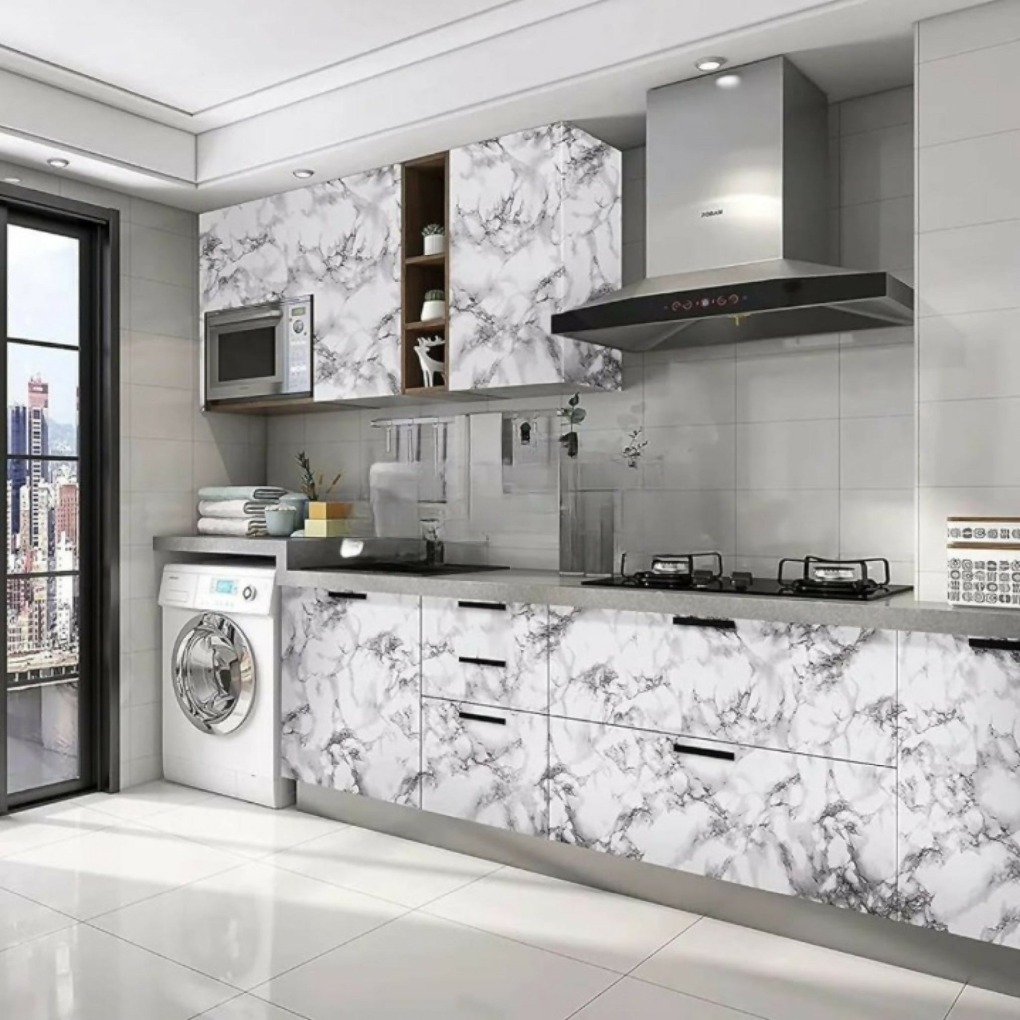 Self Adhesive Marble Sheet Sticker 60×200cm | Black Kitchen Wallpaper | Anti-Oil & Heat Resistant