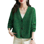Jacket, Colorful Spotted Yarn Knitted, loose & casual, women’s winter wear