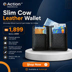 Slim Cow Leather Wallet Minimalist Bifold Card & Cash Holder for Unisex