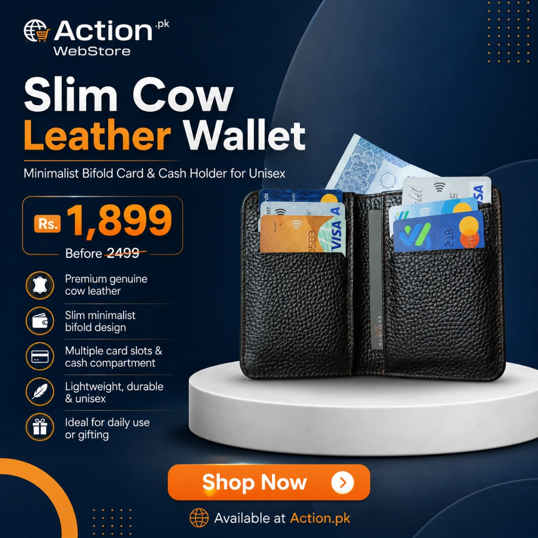Slim Cow Leather Wallet Minimalist Bifold Card & Cash Holder for Unisex
