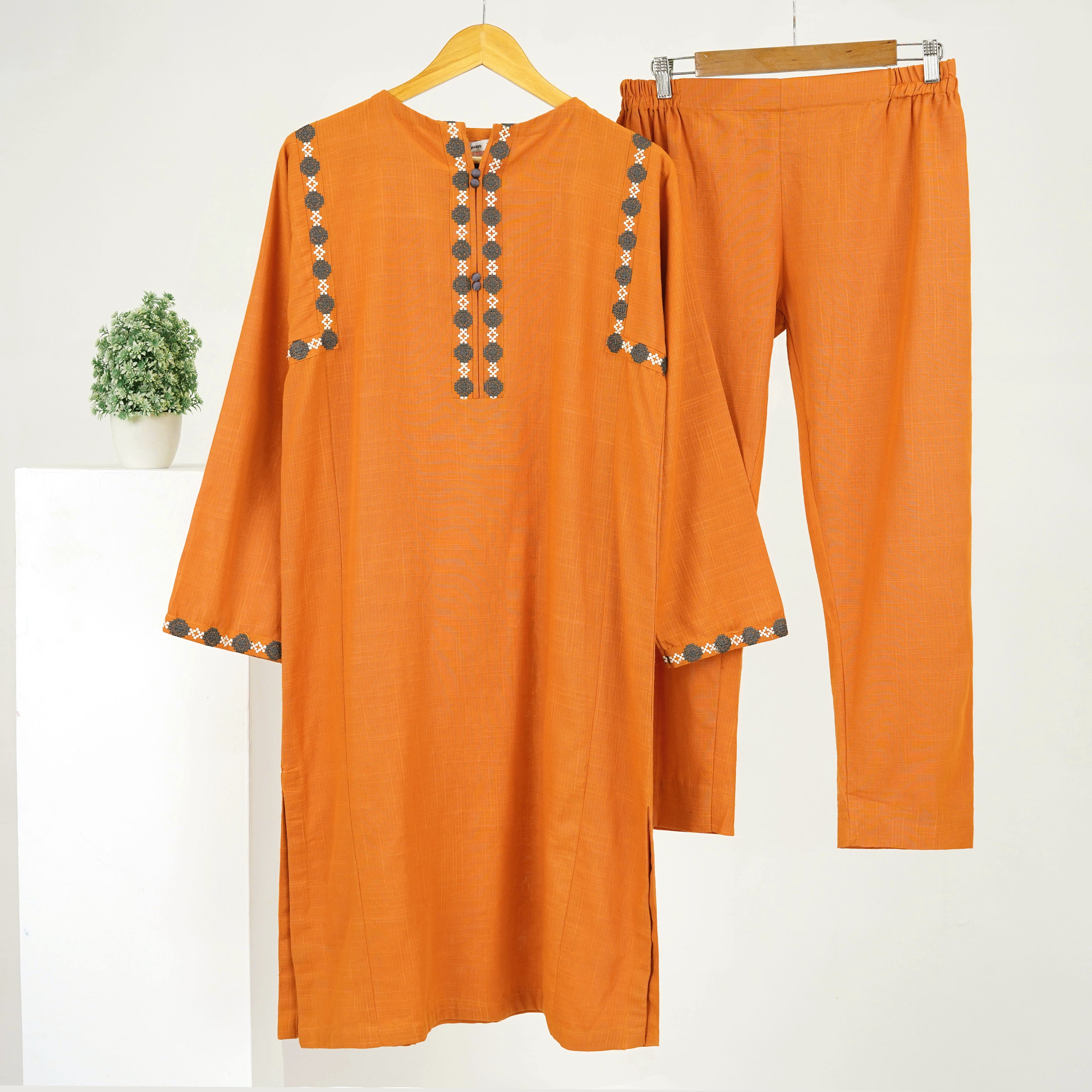 Orange Embroidered