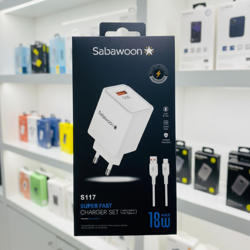 Sabawoon S117 18W Fast Charging Charger with Type-C Cable