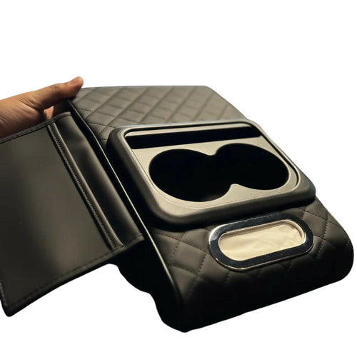 Car Center Console Armrest Cushion, Soft Padded, With Built-In Cup Holder