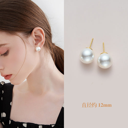 PJT-177 Simple Pearl Earrings – 10mm Classic Elegant Studs