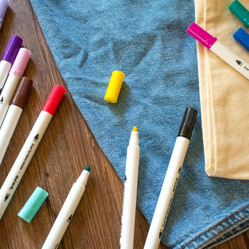 Mont Marte Signature Dual Tip Fabric Markers, 12 Colors, for Textile Art