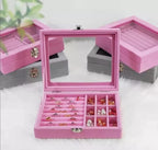 Jewelry Storage Organizer Box with Lock – Velvet Interior Case