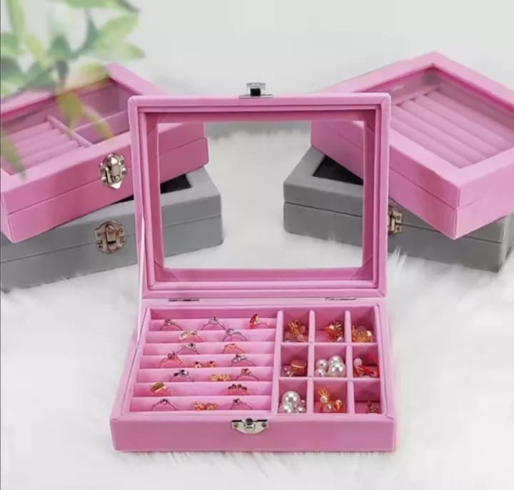 Jewelry Storage Organizer Box with Lock – Velvet Interior Case