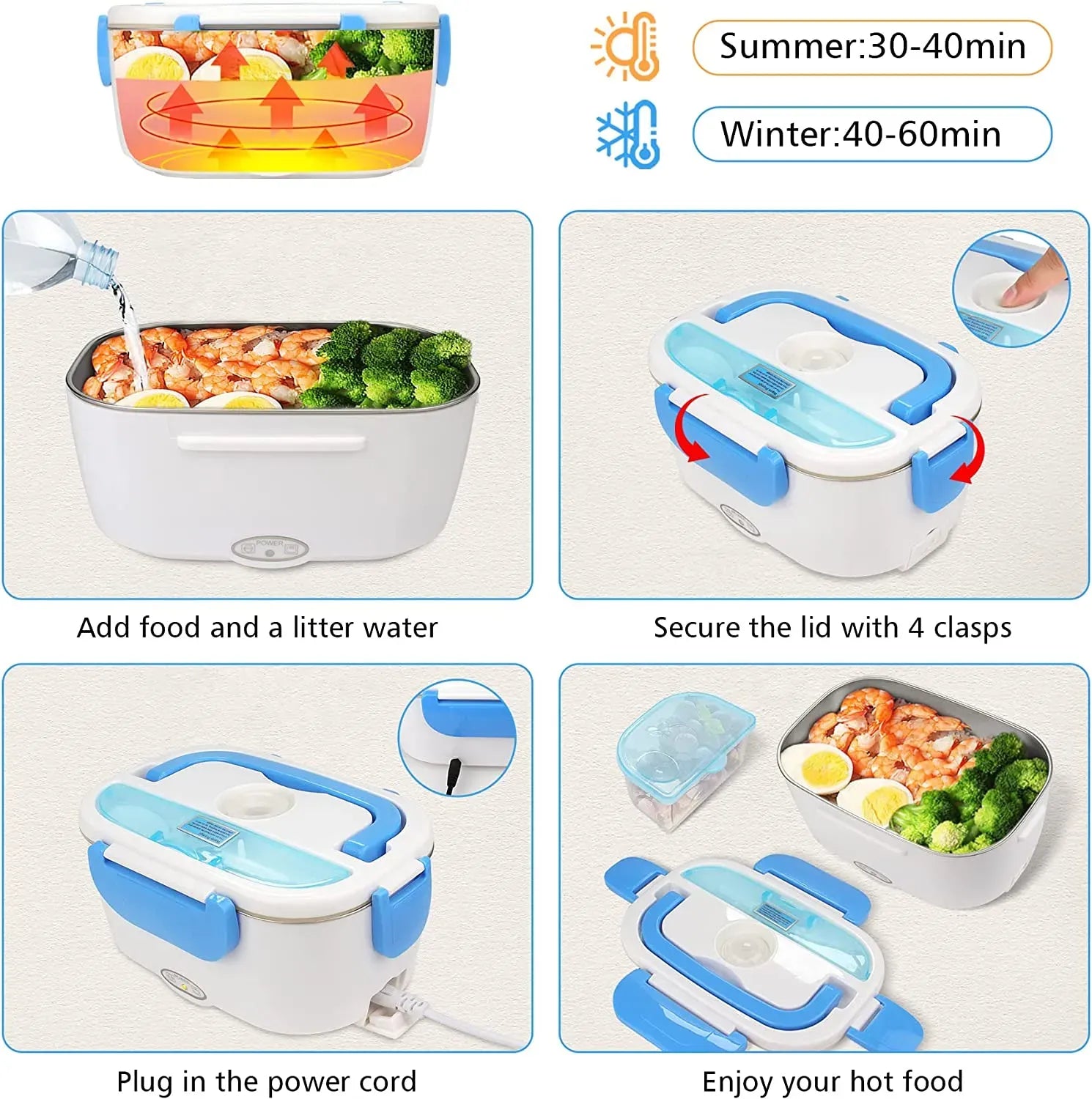 Lunch Box, Waterproof Portable Electric Heating, and Leak Proof Lid
