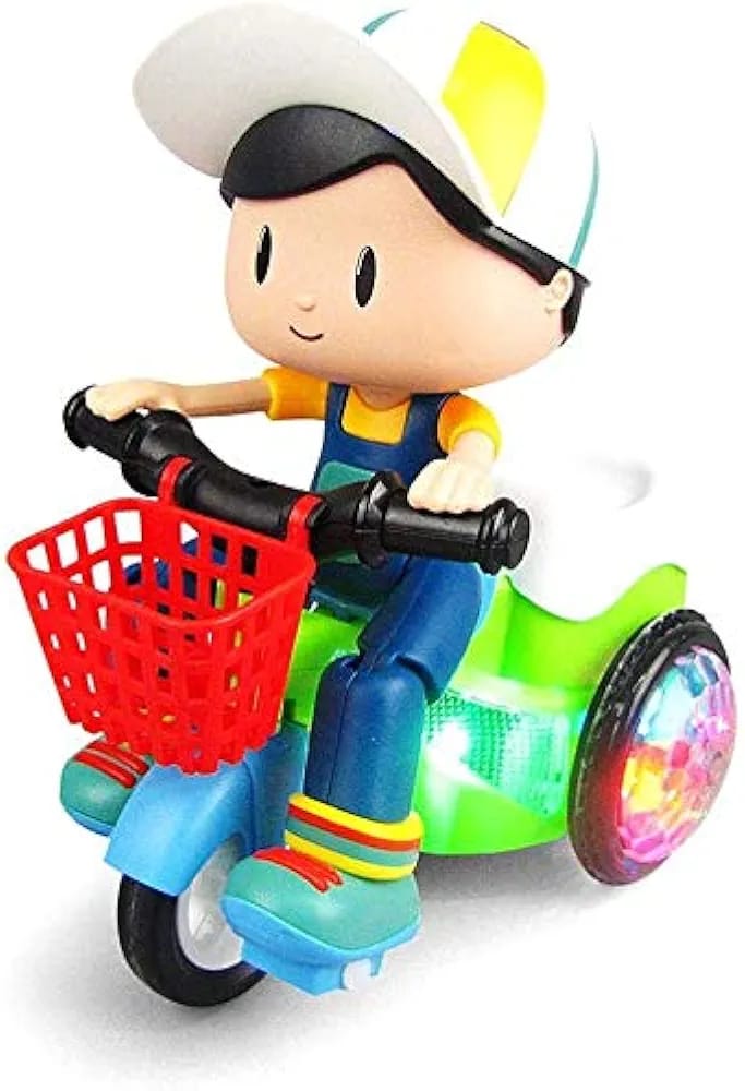 Musical Stunt Tricycle Toy Bike, 360° Rotation & Flashing Lights