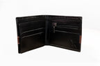 Men’s Croc Leather Wallet – Genuine Cow Leather Bifold (Black with Maroon Strip)