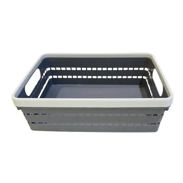 Multi-Purpose Woven Plastic Storage Basket with Handles Organizer Bin for Office, Pantry, and Home