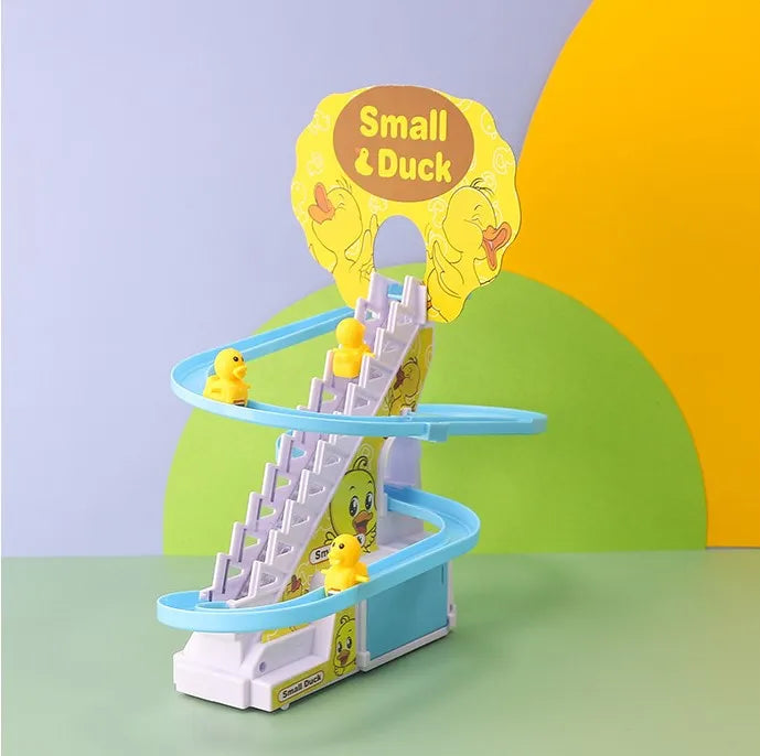 Duck Climbing Stairs Track Toy with Lights and Music for Kids