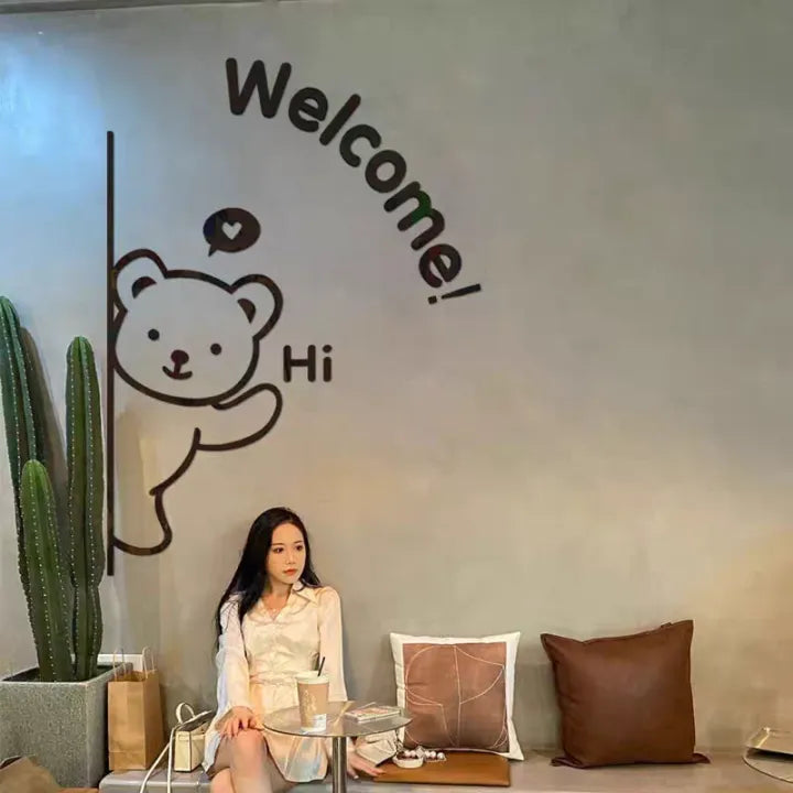 Teddy Bear Shape Welcome Wall Hanging for Home and Office