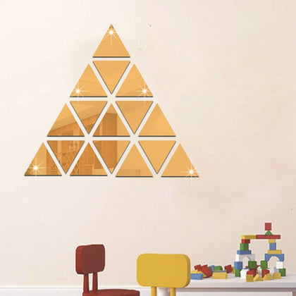 Wall Sticker, Triangular Mirror & 3D Acrylic Mirrored Decals
