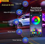 Bluetooth App Control Car LED Strip Lights Multicolor Interior Kit