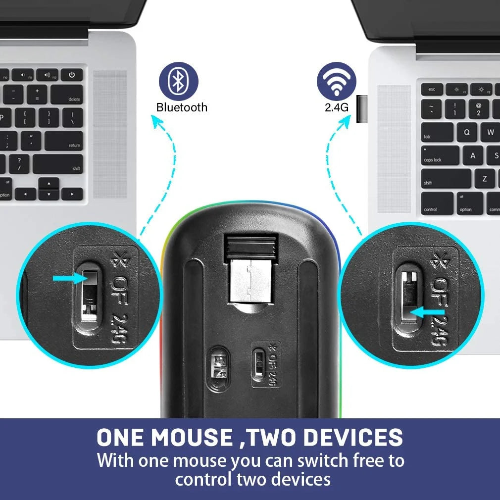 Mouse, HP W10 Wireless RGB Bluetooth, Wireless, Rechargeable & Slim