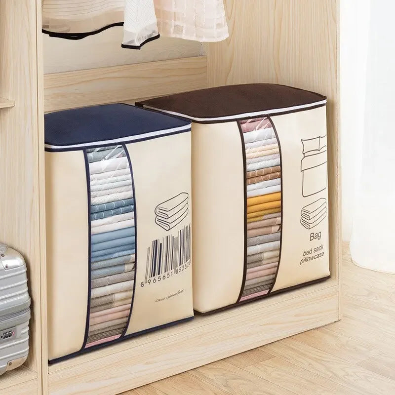 Storage Bag, Non Woven Fabric, with Transparent Window for Clothes and Blankets