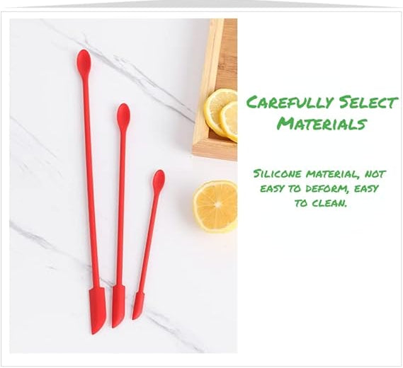 3 pcs Mini Silicone Telescopic Spatula and Scooping Spoon, Mini Makeup Spatula , Heat-resistant Silicone Spatula Sets for Cooking, Cosmetics