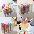 Spice Jars, Dispenser Masala Rack Easy Flow Storage Crystal Seasoning Box