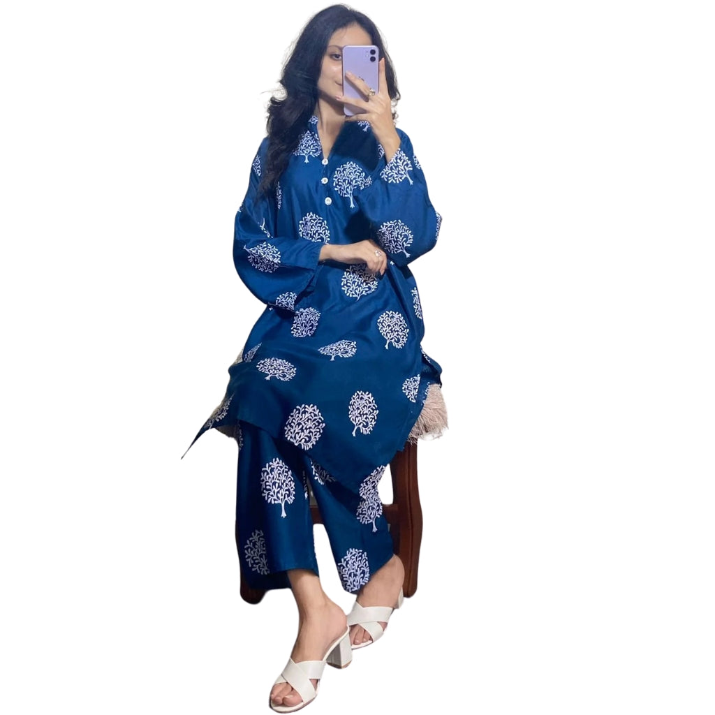 Tree Design Suit, Stitched Arabic Lawn, Printed Shirt and Trouser, for Women