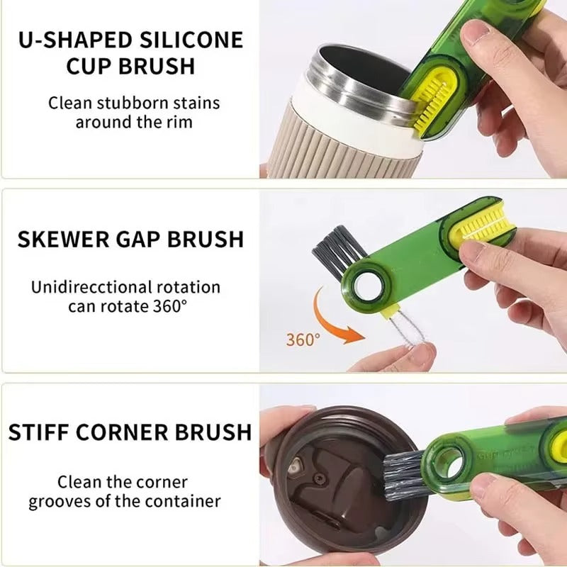 3 In 1 Silicone Cup Brush Set With Straw And Lid Cleaner