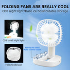 Fan, Mini USB Rechargeable, Desktop Foldable with Led Light