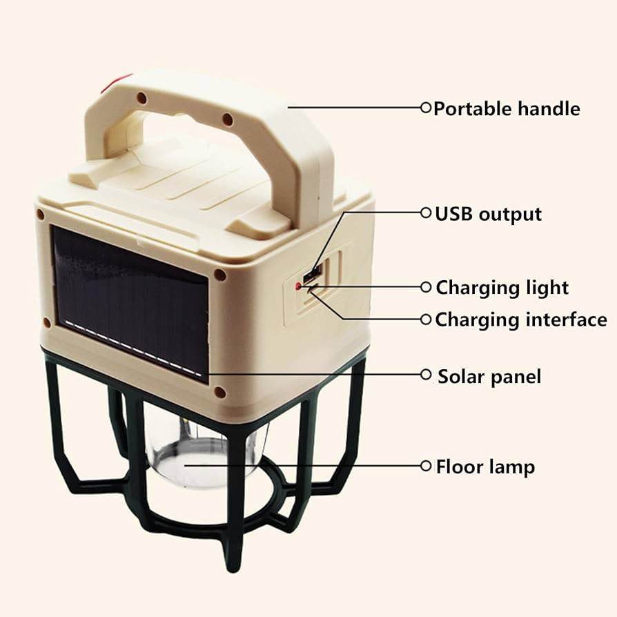 Solar Powered Hanging Camping Light, Dual Charging LED Lantern