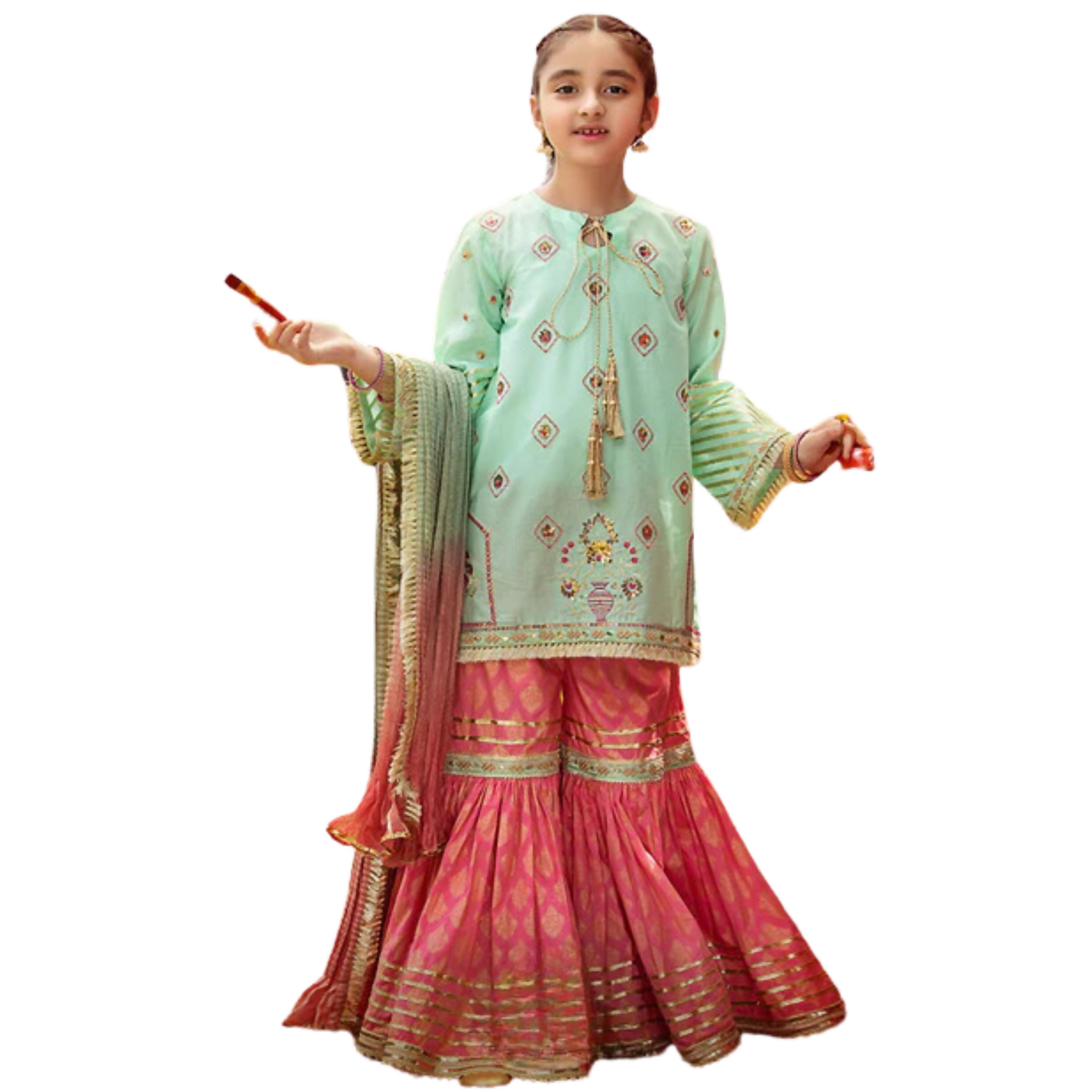 Chiffon, Malai & Chun Suit, Elegant Chiffon, Malai & Chun Outfit, for Kids'