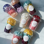 4Pc Colorful Satin Scrunchie Set in Clear Dome Cups – Soft Hair Ties, Random Colors