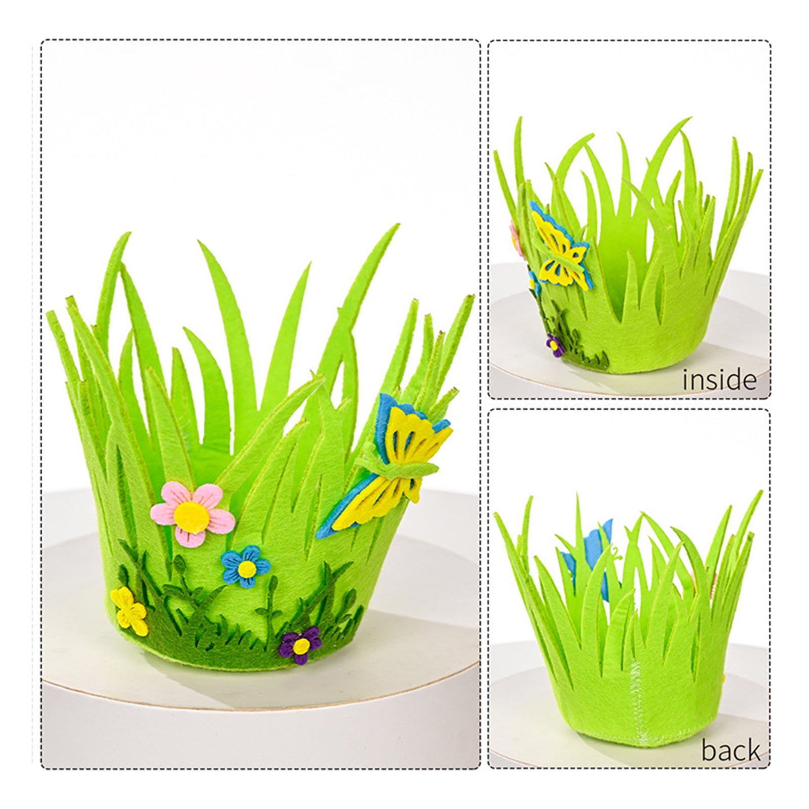 Decorative Basket With Butterfly And Flower Appliqués