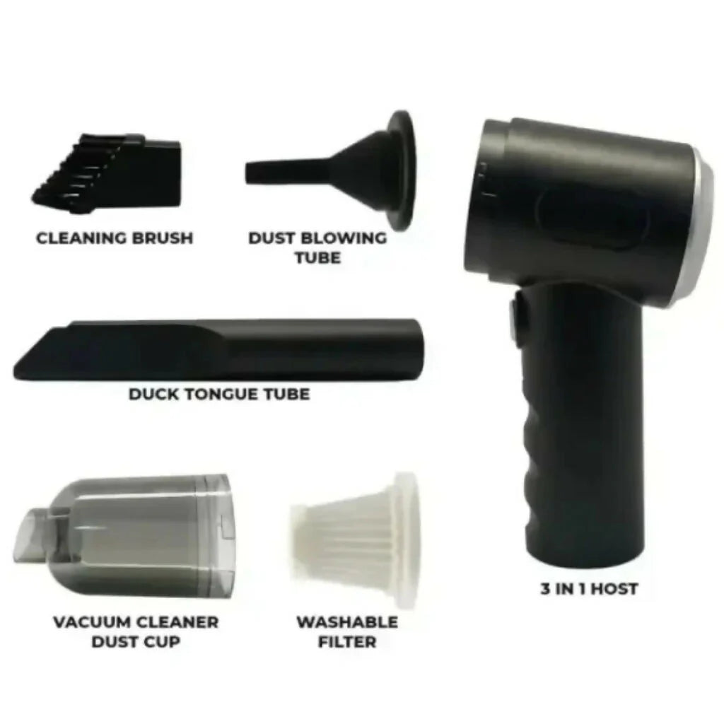 3 In 1 Portable Vacuum Cleaner, Duster & Blower Air Pump, Wireless Handheld