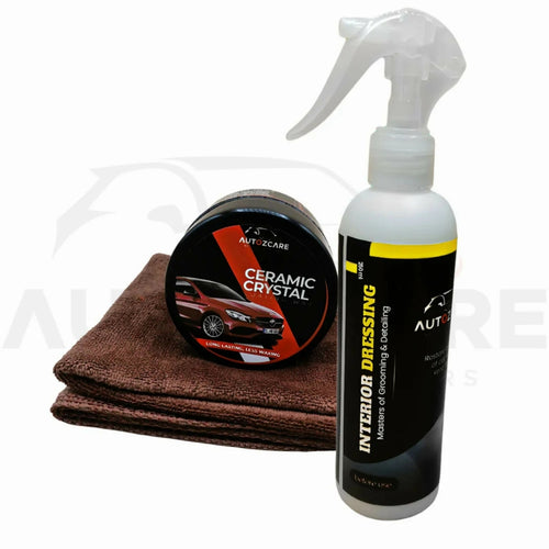 AutozCare Ceramic Wax & Interior Dressing with Towel, Durable Car Coating, Pack of 3