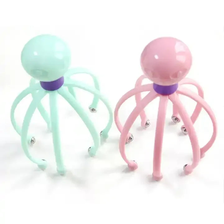 Octopus Shape Manual Head Scalp Massager 8 Roller Ball Design