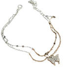 Gold-Plated & Silver Anklet Set, Adjustable Size, Pack of 2