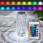 Crystal Table Lamp, Colors Diamond Rose, Adjustable Brightness and Remote