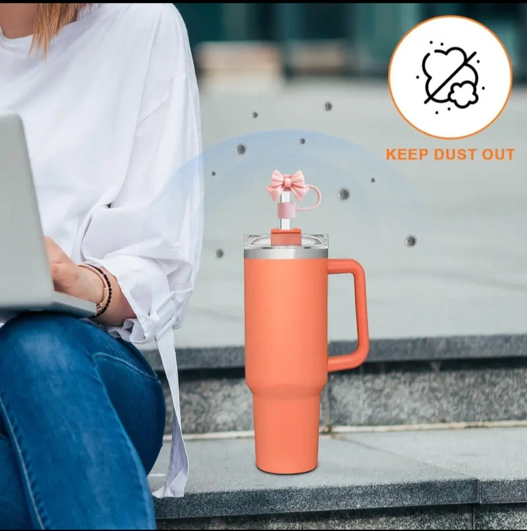 Cute Bow Straw Cap Cover For 10mm Straws Compatible With Stanley Tumbler