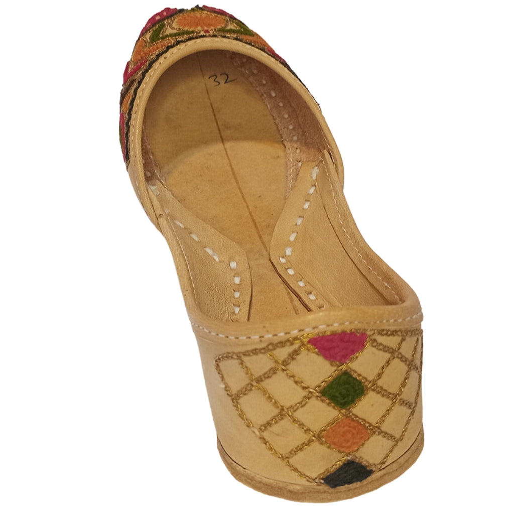 Metallic Multi Shade Handmade Embroidery Khussa, Stylish Footwear for Women