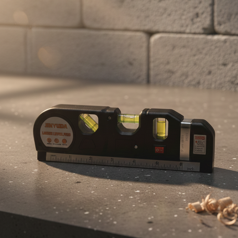 JINYUDA Multipurpose Laser Level, 3-Vial Spirit Level with Built-In Ruler