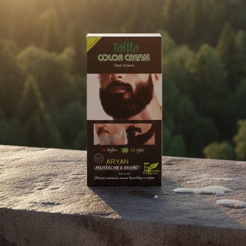 Aryan Mustache & Beard Color Cream (Dark Brown) – 5-Minute Instant Grey Coverage with Plant Extracts