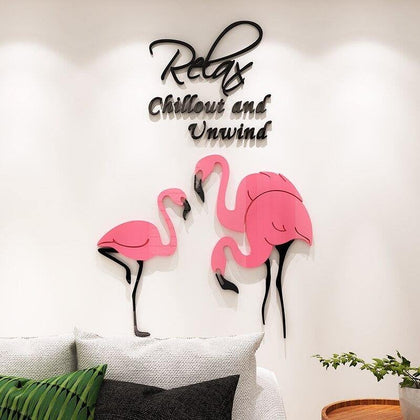 Ostrich/Fleming with Relax written Acrylic Wall Art