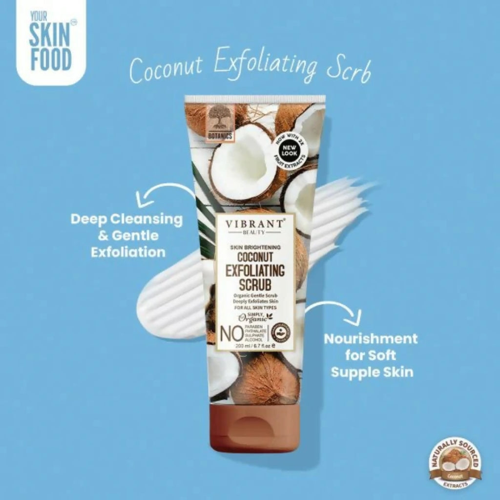 Coconut Exfoliating Scrub, Vibrant Beauty Gentle & Brightening