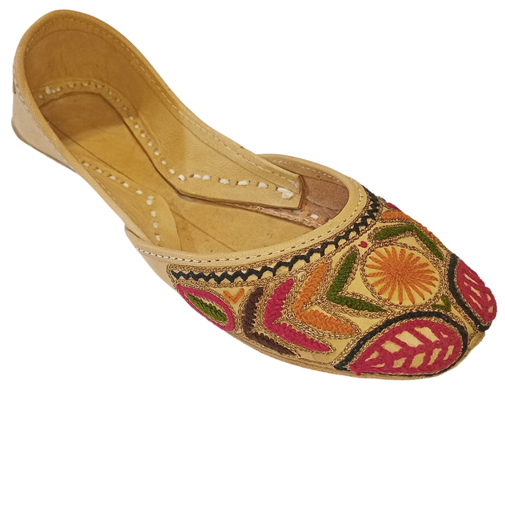 Metallic Multi Shade Handmade Embroidery Khussa, Stylish Footwear for Women