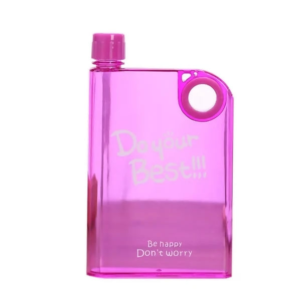 Pink Ultra Slim Notebook Style Water Bottle 380ml | Portable Memo Bottle for Travel, School & OfficePink Ultra Slim Notebook Style Water Bottle 380ml | Portable Memo Bottle for Travel, School & Office