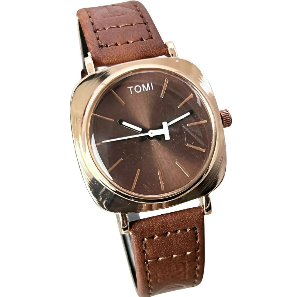 Leather Strap Analog Watch, Minimalist Waterproof Design, for Unisex