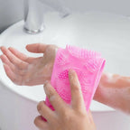 Silicon Bath Body Brush, Exfoliating Body Scurb Brush with Soap Dispenser, 2 in 1 Ultra Soft Bath Sponge Shower Brush and Body Massager, Baby Shower Brush, Shampoo and Gel Dispenser, Loofah Brush, Body Cleaning Scrubber for Man, Women and Children