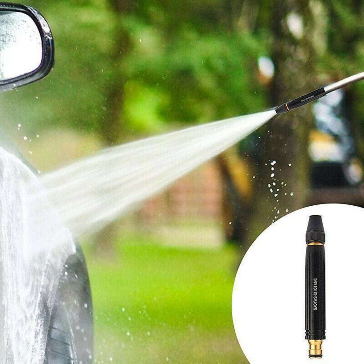 Stainless Steel High Pressure Water Spray Nozzle – Durable Black Washer Nozzle for Car, Bike, Garden & Home Cleaning